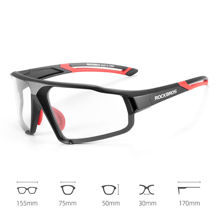 ROCKBROS UV400 photochromic cycling glasses with case SP216BK - black and red – image 2