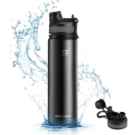 ROCKBROS Thermal bicycle bottle for drinks, 620 ml, steel - black – image 2