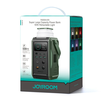 JOYROOM Tourist powerbank 75000mAh 100W USB-C USB-A SOS signal light - green – image 7