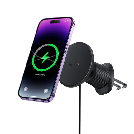 BASEUS iPhone car holder with 15W inductive charger for air vent - black – image 2