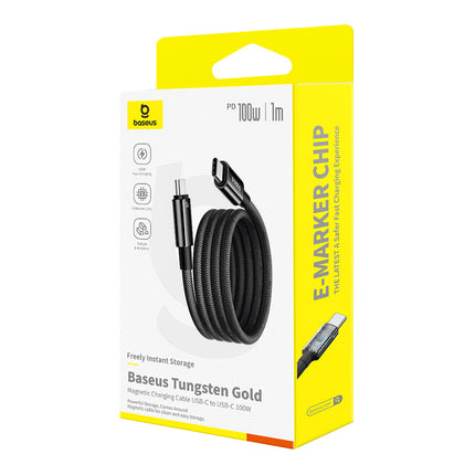 BASEUS Tungsten Gold cable with magnetic organizer USB-C 100W 1m - black – image 4