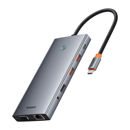 BASEUS 13in1 HUB adapter PortalJoy Series USB-C HDMI DP VGA USB-A PD RJ45 SD TF AUX - gray