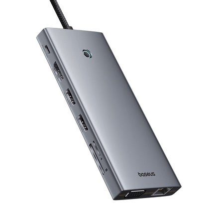 BASEUS 13in1 HUB adapter PortalJoy Series USB-C HDMI DP VGA USB-A PD RJ45 SD TF AUX - gray – image 3