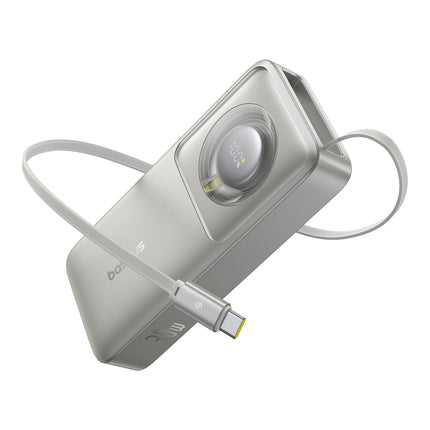 BASEUS Free2Pull 10000mAh 30W powerbank with USB-C port and retractable USB-C cable - gray