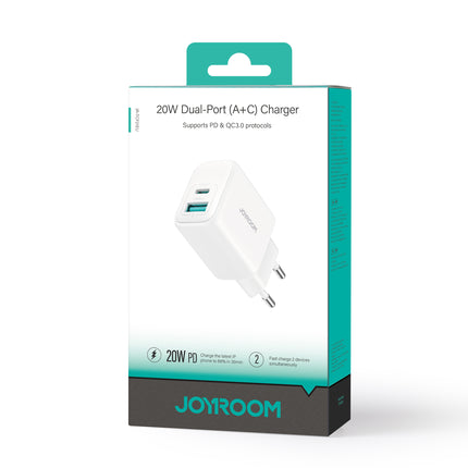 JOYROOM USB-C USB-A 20W PD QC 3.0 wall charger - white – image 8