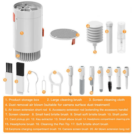 HURTEL 20in1 Multifunctional cleaning kit for phones, headphones, keyboard, screen optics - white – image 7