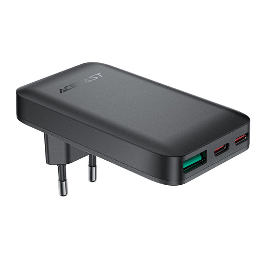 ACEFAST Flat 65W GaN 2 USB-C USB-A ultra-thin wall charger - black