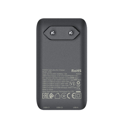ACEFAST Flat 65W GaN 2 USB-C USB-A ultra-thin wall charger - black – image 7