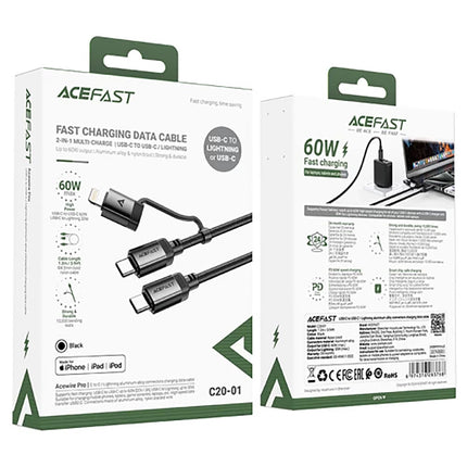 ACEFAST USB-C - USB-C / Lightning cable 60W 480Mb/s 3A 1.2m - black – image 4