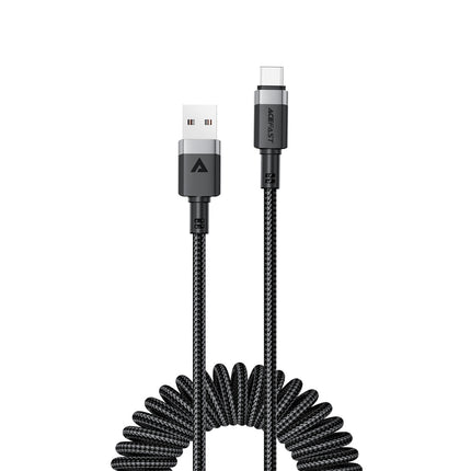 ACEFAST Spiral cable USB-A - USB-C 480Mb/s 3A 1.2m - black