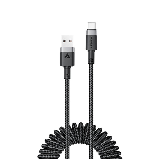 ACEFAST Spiral cable USB-A - USB-C 480Mb/s 3A 1.2m - black