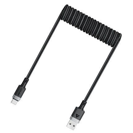 ACEFAST Spiral cable USB-A - USB-C 480Mb/s 3A 1.2m - black – image 3