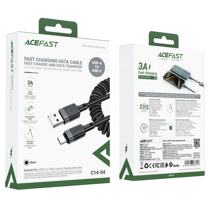 ACEFAST Spiral cable USB-A - USB-C 480Mb/s 3A 1.2m - black – image 5
