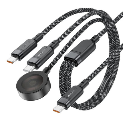 ACEFAST 3in1 Cable USB-C - 2x USB-C / Apple Watch Qi charger 480Mb/s 100W 1.2m - black