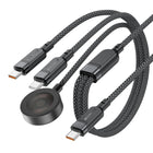 ACEFAST 3in1 Cable USB-C - 2x USB-C / Apple Watch Qi charger 480Mb/s 100W 1.2m - black