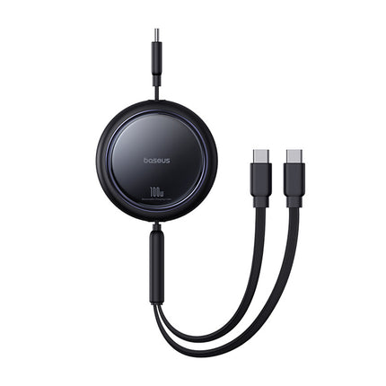 BASEUS Cable retractable USB-C - 2 x USB-C Bright Mirror Series 100W 1m - black
