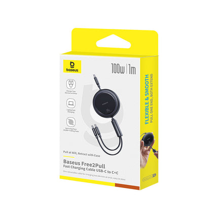 BASEUS Cable retractable USB-C - 2 x USB-C Bright Mirror Series 100W 1m - black – image 5
