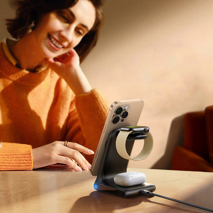 JOYROOM 3in1 wireless charger charging station with MagSafe - black – image 5