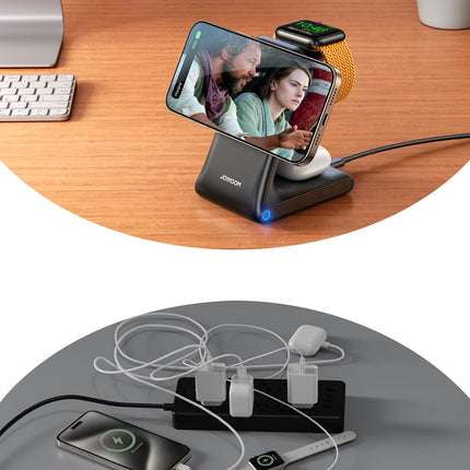 JOYROOM 3in1 wireless charger charging station with MagSafe - black – image 6