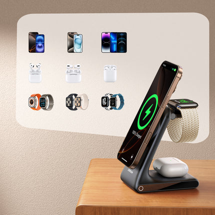 JOYROOM 3in1 wireless charger charging station with MagSafe - black – image 7