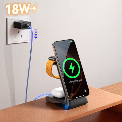 JOYROOM 3in1 wireless charger charging station with MagSafe - black – image 9