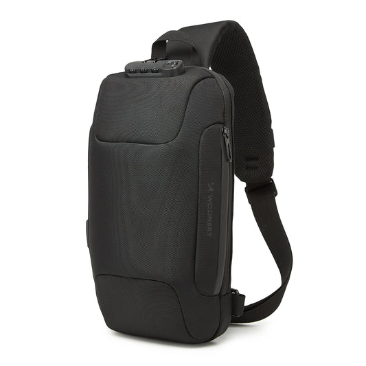 WOZINSKY Premium one-shoulder anti-theft city backpack with organizer and USB - black