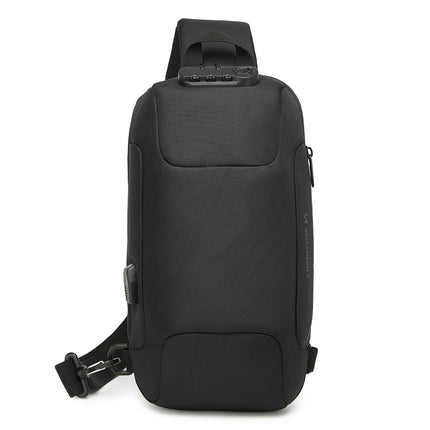 WOZINSKY Premium one-shoulder anti-theft city backpack with organizer and USB - black – image 2