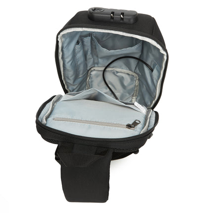 WOZINSKY Premium one-shoulder anti-theft city backpack with organizer and USB - black – image 4
