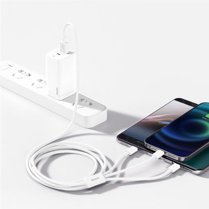 BASEUS 3in1 Cable Superior Series USB-A - USB-C / iPhone Lightning / micro USB 3.5A 0.5m - white – image 9