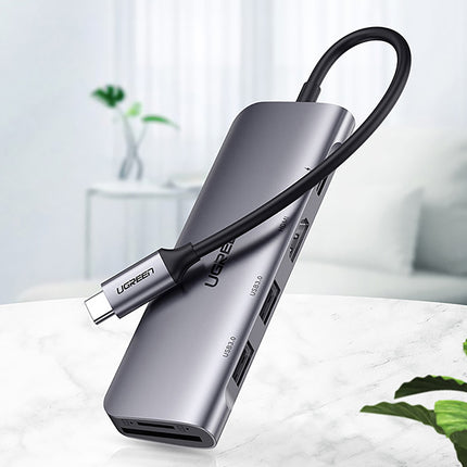 UGREEN 6in1 HUB adapter USB-C - HDMI USB-A USB-C PD SD TF reader - gray – image 2
