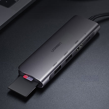 UGREEN 6in1 HUB adapter USB-C - HDMI USB-A USB-C PD SD TF reader - gray – image 6