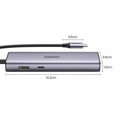 UGREEN HUB Adapter USB-C - USB-A / HDMI / RJ45 / SD and TF card reader / USB-C PD 100W - gray – image 3