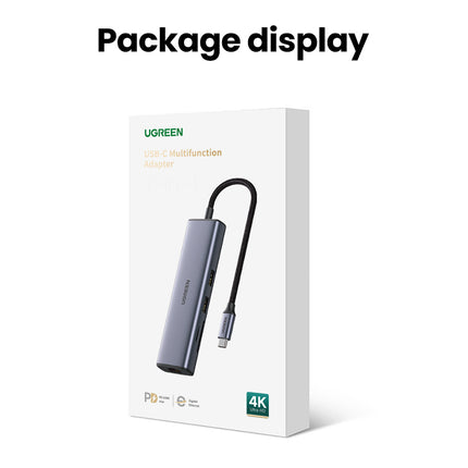 UGREEN HUB Adapter USB-C - USB-A / HDMI / RJ45 / SD and TF card reader / USB-C PD 100W - gray – image 4