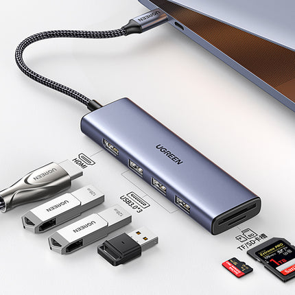 UGREEN 6in1 HUB Adapter USB-C - HDMI / USB-A / SD TF card reader - gray – image 6