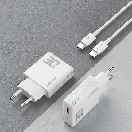 DUDAO GaN 30W USB-A - USB-C wall charger with USB-C cable - white – image 3