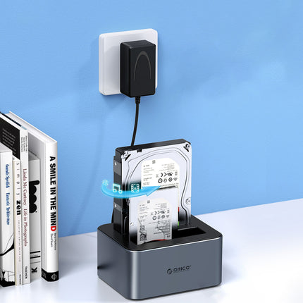 ORICO 6626C3-C-V1 docking station with offline cloning for 2 2.5'' / 3.5'' SATA HDD / SSD drives - gray – image 3