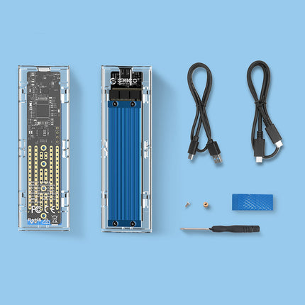 ORICO Pocket enclosure for TCM2-C3 M.2 NVME disk for USB-C 10Gb/s - blue-transparent – image 3