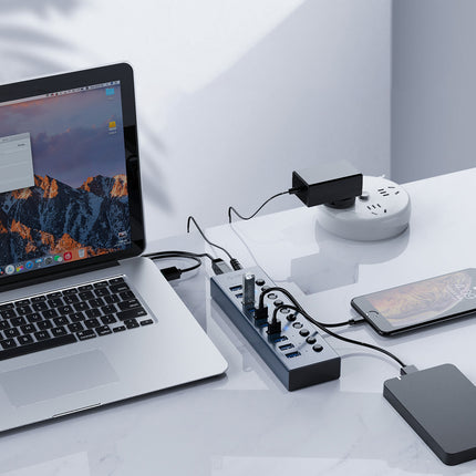 ORICO BT2U3-7AB hub with 7x USB-A switches - gray – image 12