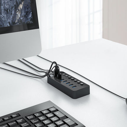 ORICO CT2U3-7AB hub with 7x USB-A switches - black – image 8