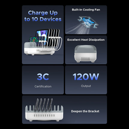 ORICO DUK-10P-V1 smart charging station for phones tablets 10x USB-A - white – image 4