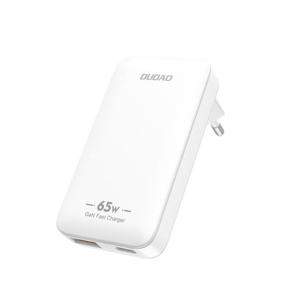 DUDAO Ultra-thin GaN 65W USB-A USB-C PD EU/US Travel Charger - White