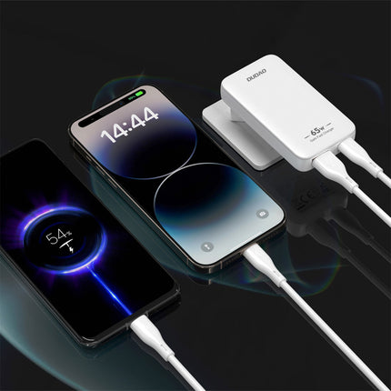 DUDAO Ultra-thin GaN 65W USB-A USB-C PD EU/US Travel Charger - White – image 7