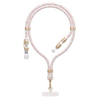 DUDAO 4in1 Cable lanyard USB-A / USB-C / iPhone Lightning PD QC 65W 1.5m - pink