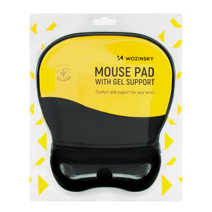 WOZINSKY Ergonomic mouse and wrist pad, gel eco leather, large, non-slip - black – image 5