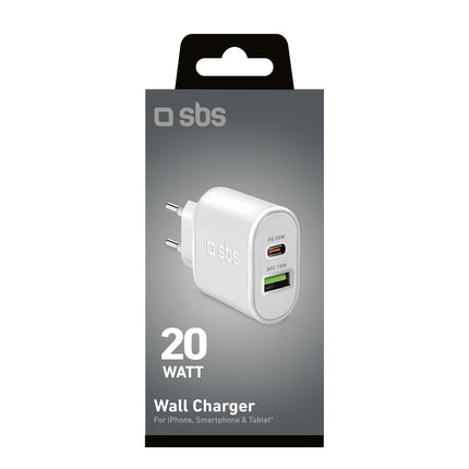 SBS Power Delivery USB-A USB-C 20W wall charger - white – image 3