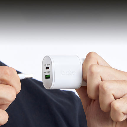 SBS Power Delivery USB-A USB-C 20W wall charger - white – image 5