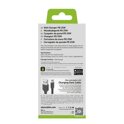 SBS Power Delivery USB-C 25W wall charger - black – image 2
