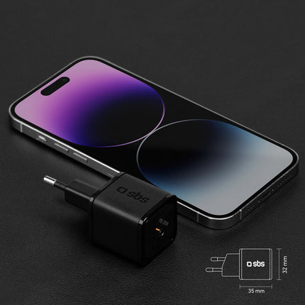 SBS Power Delivery GaN USB-C 20W wall charger - black – image 8