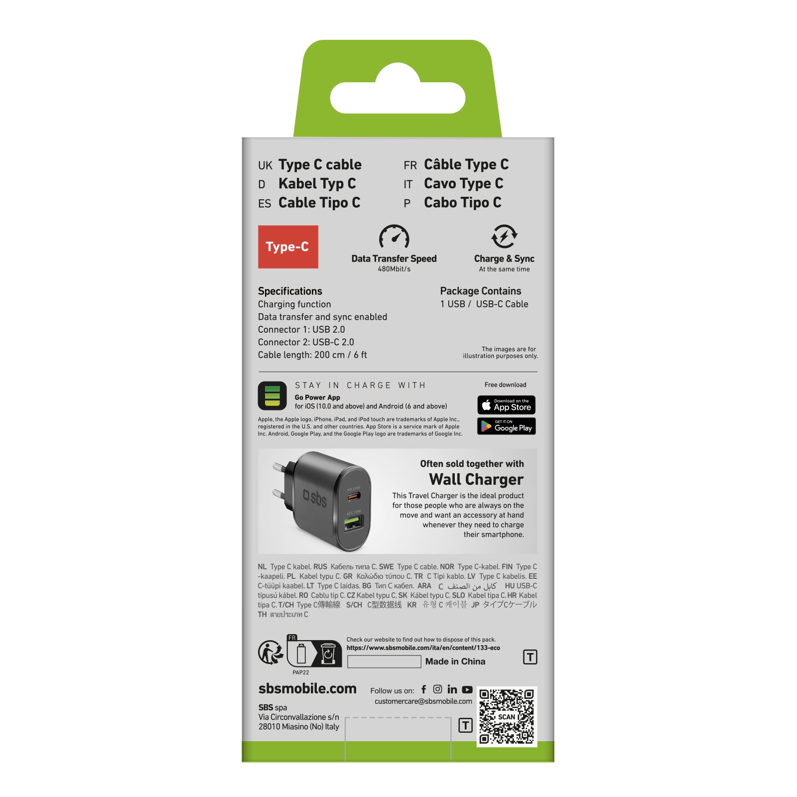 SBS USB-A - USB-C cable 1m - black – image 12