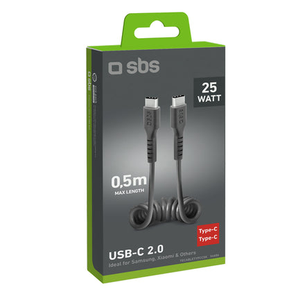 SBS USB-C spiral cable 0.5m - black – image 2